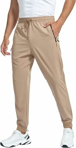 Men's quick-dry athletic hiking joggers with 3 zippered pockets