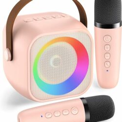 Portable Karaoke Machine with Wireless Microphones and Lights - Perfect Gift for Kids & Adults