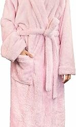 Women's Plush Fleece Bathrobe, Soft, Fluffy, Warm Sherpa Shaggy Robe